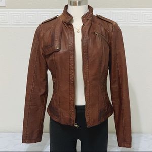 GUESS EUC Faux Leather Moto Jacket US M